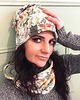 czapki damskie Cienka czapka damska z kominem wiosenna w kwiaty 2