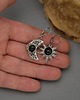 kolczyki wire wrapping Asymetryczne kolczyki księżyc i słońce obsydian złocisty wire wrapping 2