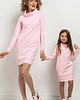 komplety damskie Komplet sukienek z kominem i kieszeniami dla mamy i córki, model 37, cappuccino 3
