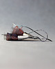 kolczyki wire wrapping Srebrne kolczyki rustykalne z jedwabną tkaniną 1