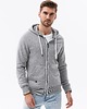 bluzy męskie Bluza męska rozpinana z kapturem BASIC - szary melanż V7 B977 2
