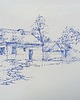 grafiki i ilustracje Rysunek cienkopis Wiejska chata oryginalny 20x30 cm 2