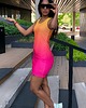 sukienki mini damskie Dr.Crow Sukienka Slim Ombre Yellow Pink 1