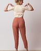 spodnie materiałowe damskie Lniane spodnie w kant, DARK CORAL PINK 3