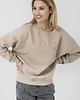 bluza bez kaptura damska Beżowa bluza ze zdobieniem 2