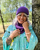 czapki damskie Bawełniana czapka beanie logo ekoskórka Fiolet 1