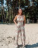 spodnie materiałowe damskie Lniano-bawełniane spodnie w kwiaty, RETRO NOELIA 2