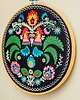 Ozdoby na ścianę Koguty łowickie - granatowy, haft w tamborku 20 cm 7