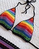 stroje kąpielowe i kostiumy kąpielowe damskie Tęczowe bikini szydełkowe 6