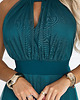 sukienki maxi damskie 662-4 Elegancka sukienka wieczorowa maxi halter z tiulem i wiązaniem w talii 8