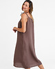 sukienki midi damskie Lniana Sukienka FLORA MIDI dark chocolate 5