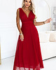 sukienki maxi damskie 687-2 Elegancka sukienka maxi z kopertowym dekoltem - bordo jasne 1