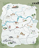 naklejki ścienne do pokoju dziecka Akwarelowy MAPA sielskiej doliny 1