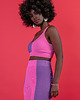 topy damskie DZIANINOWY DWUKOLOROWY ELEGANCKI TOP F1652 SWEETPINK 1