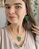 wisiory Naszyjnik w stylu boho, zielony liść monstery. Wisiorek, zawieszka monstera 1