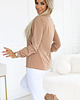 bluzki z długim rękawem damskie 140-27 Biznesowa bluzka z długim rękawkiem i wiązaniem - MOCHA MOUSSE 2
