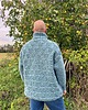 swetry męskie Ręcznie dziergany sweter z golfem z wełny jaka, kolor denim 1