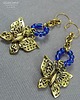 kolczyki z mosiądzu Złoty motyl z kobaltem urocze długie modne kolczyki w stylu boho handmade 6