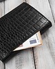 portfele damskie Portfel damski skórzany mały czarny croco w orientacji poziomej RFID 8