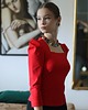 bluzki - inne Czerwona bluzka z dekoltem karo 1