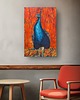 obrazy Obraz Olej Paw Czerwień 40x60 Impasto Abstrakcja Pióra Faktura 2