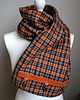 szale damskie Szal wełniany pomarańczowy w kratkę-  unikatowy 4