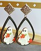 kolczyki drewniane Wiszące drewniane kolczyki DUSZEK na Halloween z żywicą 3