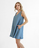 sukienki mini damskie Lniana Sukienka DAHLIA DUSTY BLUE 4