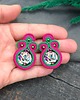 kolczyki soutache Kolczyki sutasz zielono różowe sztyfty małe codzienne z kwiatami Madda 1