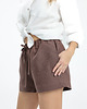 szorty damskie Lniane spodenki BLOOM dark chocolate 1