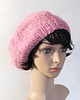 czapki damskie Różowo - beret zrobiony na drutach 1