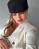 czapki damskie Toczek beret wełniany / fascynator czarny 3