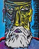 obrazy Kolorowy obraz  kubiczna twarz listonosz picasso style 1