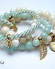 bransoletki z kamieni naturalnych Ecru and light mint set 2