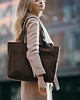 torby na ramię Torba NA LAPTOP Shopper z brązowego nubuku tapicerskiego 2