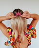 gumki do włosów Gumka jedwabna, scrunchie, frotka truskawkowy róż MIDI 2