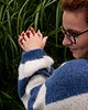 swetry damskie Sweter w paski, niebieski sweter, sweter ecru, sweter z alpaki 4