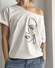 t-shirt damskie Lineart twarz Biały Oversize 2