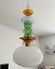 lampy wiszące Lampa wisząca szklana artdeco prl vintage retro żyrandol kryształ 6