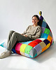 pufy do siedzenia Pufa kolorowa patchwork Ovni Long, leżanka wypełniona granulatem 9