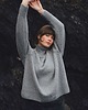 swetry damskie  IRBIS Szary Wełniany Sweter Oversize z Golfem 100% Wełny Merino RWS 2