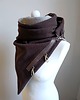 szale damskie Szal, Chusta, ponczo, komin brązowy ze skórą - wełna 3