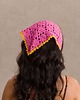apaszki Bawełniana szydełkowa chustka bandana różowo-żółta letnia 4
