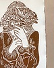 grafiki i ilustracje Linoryt - bukiet piwonii 5