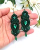 kolczyki soutache Kolczyki sutasz zielone "Orina" długie wiszące wieczorowe z kryształami 1