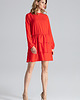 sukienki midi damskie Elegancka sukienka koktajlowa midi z falbaną i bufiastymi rękawami - M601 3