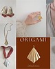 wisiory Wisior ORIGAMI mały wachlarz, zielona jedwabna wstążka 4
