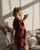 sukienki midi damskie Burgundowe lniane kimono 1