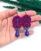 kolczyki soutache Kolczyki sutasz niebiesko czerwone kolorowe Cleo z dużą łezką 1