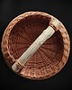 kosze do przechowywania Duży płaski wiklinowy kosz z drewnianym uchwytem 2